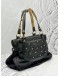 FENDI ZUCCA STAR TOTE BAG IN BLACK CANVAS WITH LEATHER