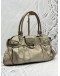 SALVATORE FERRAGAMO GANCINI SHOULDER BAG IN METALLIC SILVER LEATHER