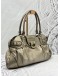 SALVATORE FERRAGAMO GANCINI SHOULDER BAG IN METALLIC SILVER LEATHER