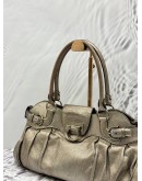 SALVATORE FERRAGAMO GANCINI SHOULDER BAG IN METALLIC SILVER LEATHER