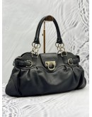 SALVATORE FERRAGAMO GANCINI SHOULDER BAG IN BLACK LEATHER