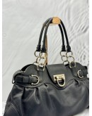 SALVATORE FERRAGAMO GANCINI SHOULDER BAG IN BLACK LEATHER