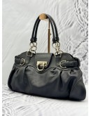 SALVATORE FERRAGAMO GANCINI SHOULDER BAG IN BLACK LEATHER