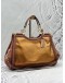 COACH KISSLOCK SADDLE DREAMER TOTE BAG IN METALLIC GOLD WITH BROWN LEATHER