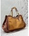 COACH KISSLOCK SADDLE DREAMER TOTE BAG IN METALLIC GOLD WITH BROWN LEATHER