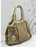 GUCCI SUKEY MEDIUM HOBO BAG IN BEIGE GG CANVAS WITH LEATHER