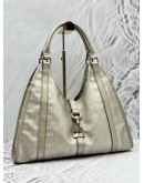 GUCCI JACKIE O HOBO BAG IN SILVER GG IMPRIME CANVAS WITH LEATHER