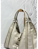 GUCCI JACKIE O HOBO BAG IN SILVER GG IMPRIME CANVAS WITH LEATHER
