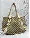 GUCCI PELHAM TOTE BAG IN BEIGE GG CANVAS WITH OFF WHITE LEATHER