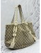 GUCCI PELHAM TOTE BAG IN BEIGE GG CANVAS WITH OFF WHITE LEATHER
