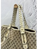 GUCCI PELHAM TOTE BAG IN BEIGE GG CANVAS WITH OFF WHITE LEATHER