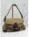 GUCCI HORSEBIT 1955 VINTAGE SHOULDER BAG IN BEIGE GG CANVAS WITH DARK BROWN LEATHER