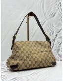 GUCCI HORSEBIT 1955 VINTAGE SHOULDER BAG IN BEIGE GG CANVAS WITH DARK BROWN LEATHER