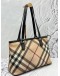 BURBERRY TOTE BAG IN BEIGE NOVE CHECK CANVAS WITH BLACK LEATHER