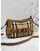 BURBERRY CROSSBODY BAG IN BEIGE HOUSE CHECK FABRIC CANVAS WITH BROWN LEATHER