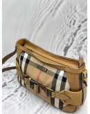 BURBERRY CROSSBODY BAG IN BEIGE HOUSE CHECK FABRIC CANVAS WITH BROWN LEATHER