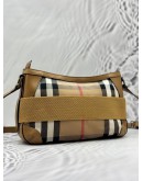 BURBERRY CROSSBODY BAG IN BEIGE HOUSE CHECK FABRIC CANVAS WITH BROWN LEATHER