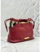 BURBERRY LITTLE CRUSH CROSSBODY BAG IN BURGUNDY LEATHER WITH BEIGE HOUSE CHECK FABRIC CANVAS