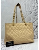 2013 CHANEL GST GRAND SHOPPING TOTE BAG IN BEIGE CAVIAR LEATHER