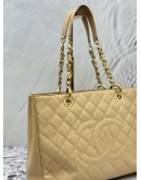 2013 CHANEL GST GRAND SHOPPING TOTE BAG IN BEIGE CAVIAR LEATHER