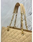 2013 CHANEL GST GRAND SHOPPING TOTE BAG IN BEIGE CAVIAR LEATHER