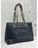 2014 CHANEL GST GRAND SHOPPING TOTE BAG IN DARK BLUE CAVIAR LEATHER