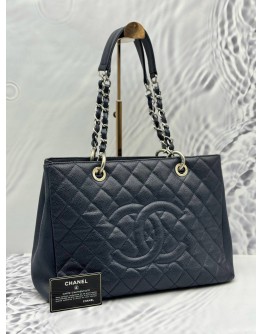 2014 CHANEL GST GRAND SHOPPING TOTE BAG IN DARK BLUE CAVIAR LEATHER