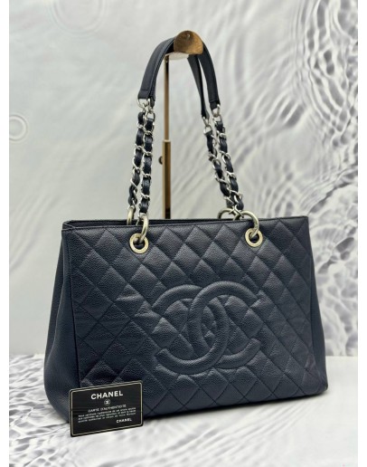 2014 CHANEL GST GRAND SHOPPING TOTE BAG IN DARK BLUE CAVIAR LEATHER