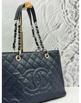 2014 CHANEL GST GRAND SHOPPING TOTE BAG IN DARK BLUE CAVIAR LEATHER