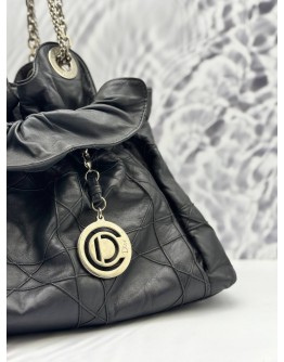 CHRISTIAN DIOR LE TRENTE HOBO BAG IN BLACK CANNAGE LAMBSKIN LEATHER