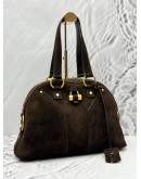 YSL SAINT LAURENT MUSE SHOULDER BAG IN DARK BROWN SUEDE LEATHER