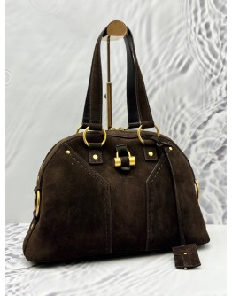 YSL SAINT LAURENT MUSE SHOULDER BAG IN DARK BROWN SUEDE LEATHER