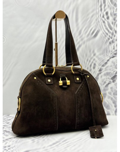 YSL SAINT LAURENT MUSE SHOULDER BAG IN DARK BROWN SUEDE LEATHER