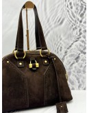 YSL SAINT LAURENT MUSE SHOULDER BAG IN DARK BROWN SUEDE LEATHER