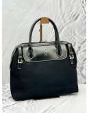 AIGNER TOTE HANDLE BAG IN BLACK NYLON WITH LEATHER