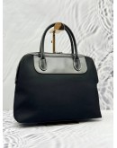 AIGNER TOTE HANDLE BAG IN BLACK NYLON WITH LEATHER