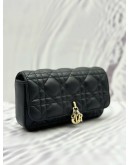 (SPECIAL PRICE) (LIKE NEW) CHRISTIAN DIOR MY DIOR TALK PHONE POUCH IN BLACK CANNAGE LAMBSKIN LEATHER