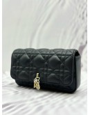 (SPECIAL PRICE) (LIKE NEW) CHRISTIAN DIOR MY DIOR TALK PHONE POUCH IN BLACK CANNAGE LAMBSKIN LEATHER