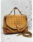 MCM TOTE BAG IN BROWN VISETOS LEATHER WITH CALF LEATHER