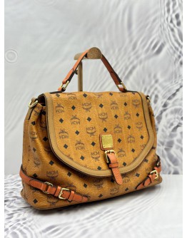 MCM TOTE BAG IN BROWN VISETOS LEATHER WITH CALF LEATHER