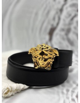 VERSACE MEDUSA BELT SIZE 90 IN BLACK LEATHER