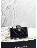 CHANEL PEARL MINI CROSSBODY BAG IN BLACK LAMBSKIN LEATHER