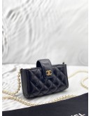 CHANEL PEARL MINI CROSSBODY BAG IN BLACK LAMBSKIN LEATHER