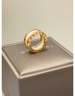 (LIKE NEW) BVLGARI B.ZERO RING SIZE 46 IN 18K 750 ROSE GOLD WITH WHITE CERAMIC