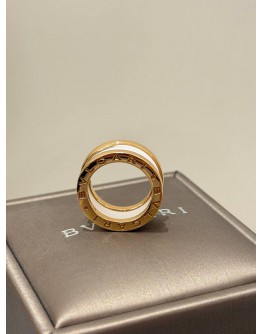 (LIKE NEW) BVLGARI B.ZERO RING SIZE 46 IN 18K 750 ROSE GOLD WITH WHITE CERAMIC