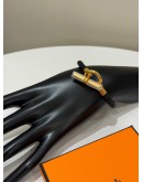 (UNUSED) 2026 HERMES GLENAN BRAIDED BRACELET IN BLACK SWIFT LEATHER -FULL SET-