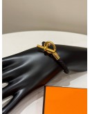 (UNUSED) 2026 HERMES GLENAN BRAIDED BRACELET IN BLACK SWIFT LEATHER -FULL SET-