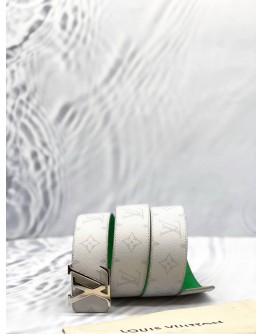 LOUIS VUITTON REVERSIBLE BELT SIZE 100CM IN WHITE WITH GREEN MONOGRAM CANVAS
