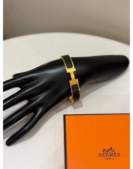 (UNUSED) 2026 HERMES CLIC H BRACELET IN GOLD PLATED WITH BLACK ENAMEL -FULL SET-