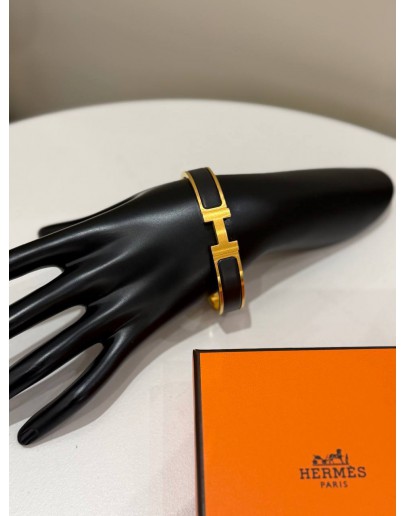 (UNUSED) 2026 HERMES CLIC H BRACELET IN GOLD PLATED WITH BLACK ENAMEL -FULL SET-